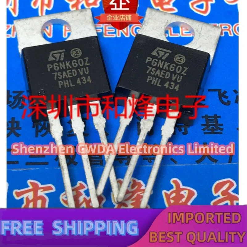 10PCS-20PCS  STP6NK60Z P6NK60Z TO-220 600V 6A  In Stock 