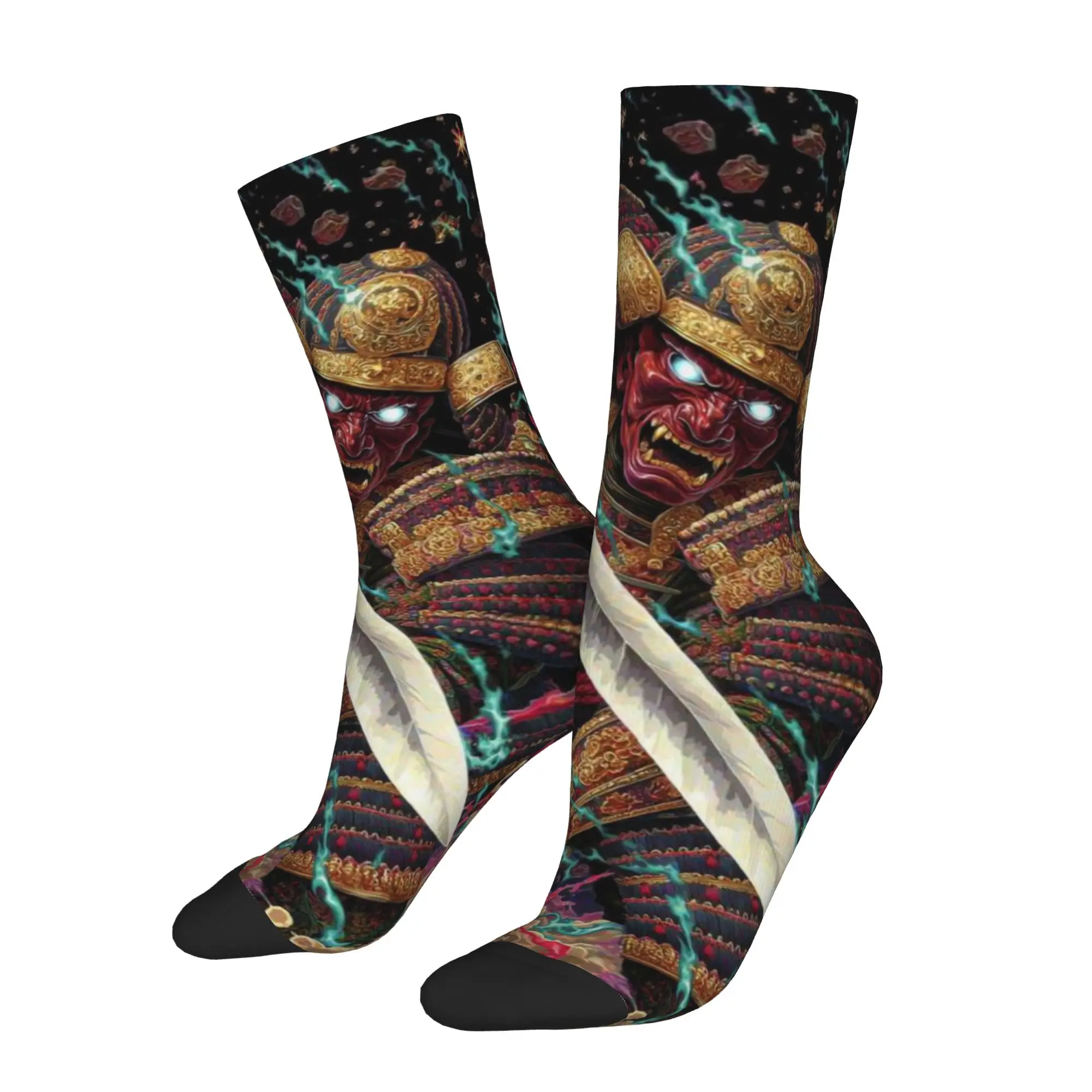 1 Pair Sock for Men Glowing Eye Oni Samurai With Katana Hip Hop Harajuku  Happy Seamless Pattern Printed Sock Novelty Gift