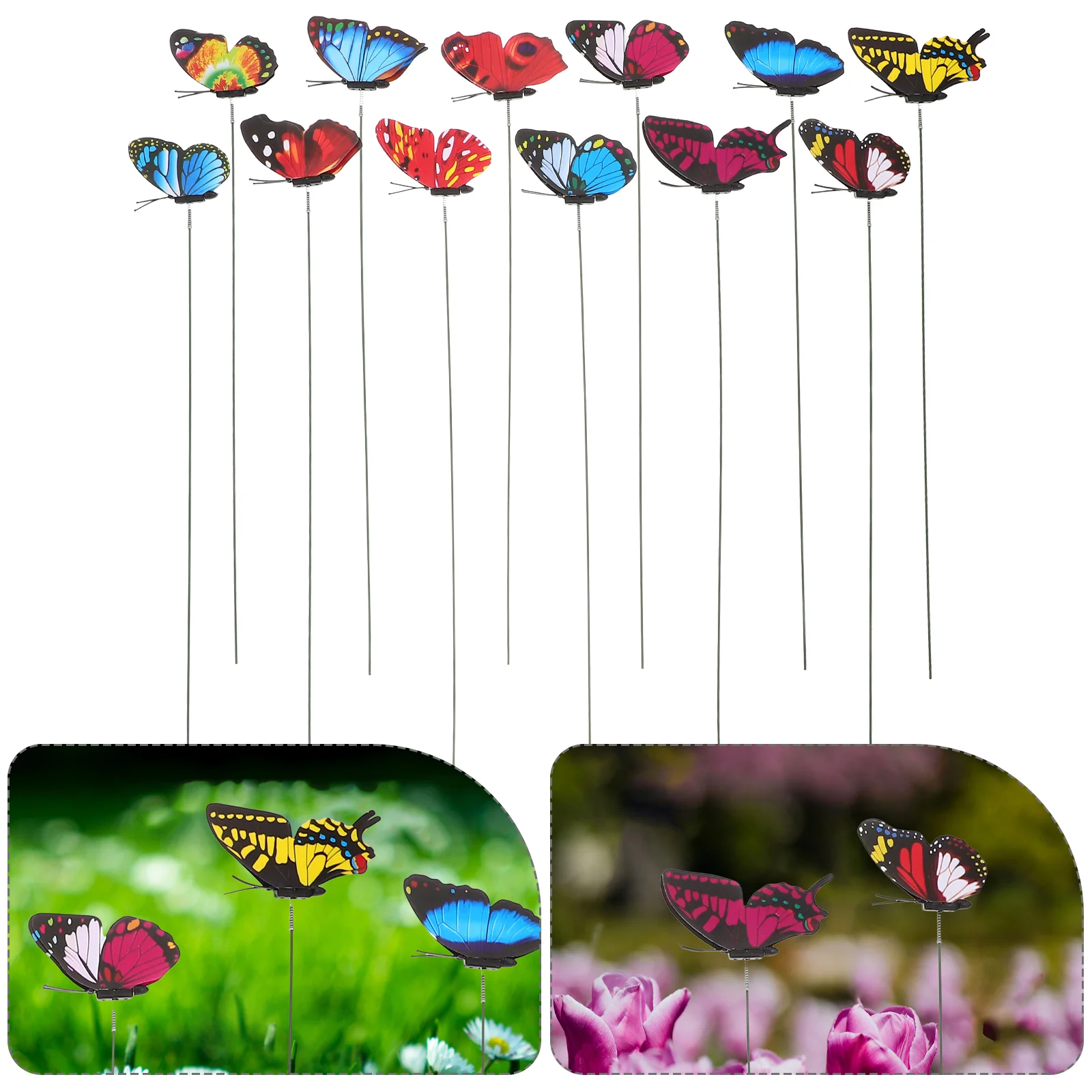 12pcs Butterfly Decorations Waterproof PVC Garden Stakes Realistic Swaying Wings Indoor Outdoor Patio Yard naments Modern Home