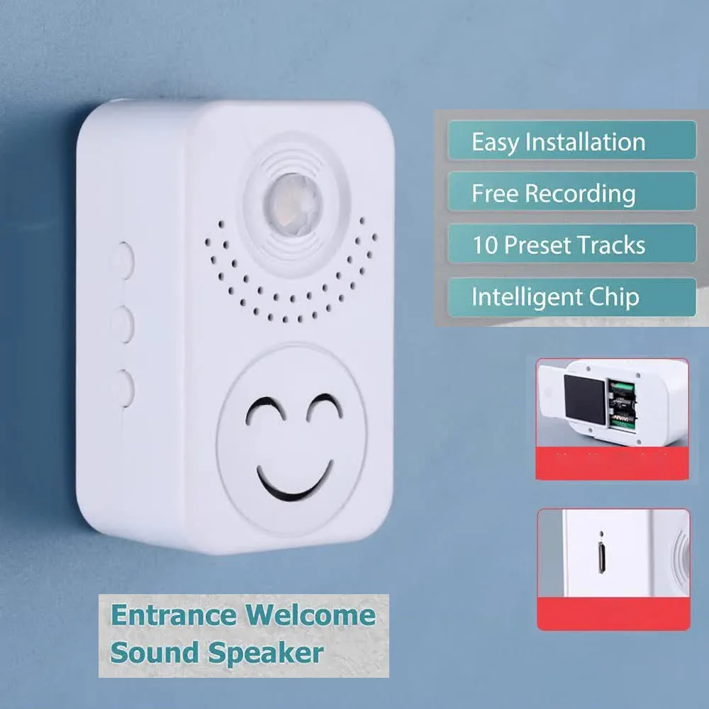 Recordable Welcome Ring Voice Prompter Infrared Induction Voice Reminder Sound Speaker Anti-theft MP3 Audio Entrance Welcome