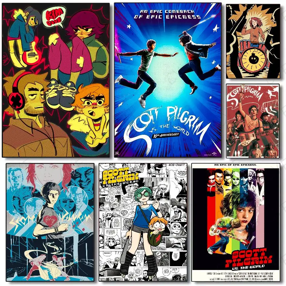 ملصق Scott P-pilgrim vs the World أنيمي ملصق فني مع مطبوعات هدية تزيين غرفة النوم وغرفة المعيشة