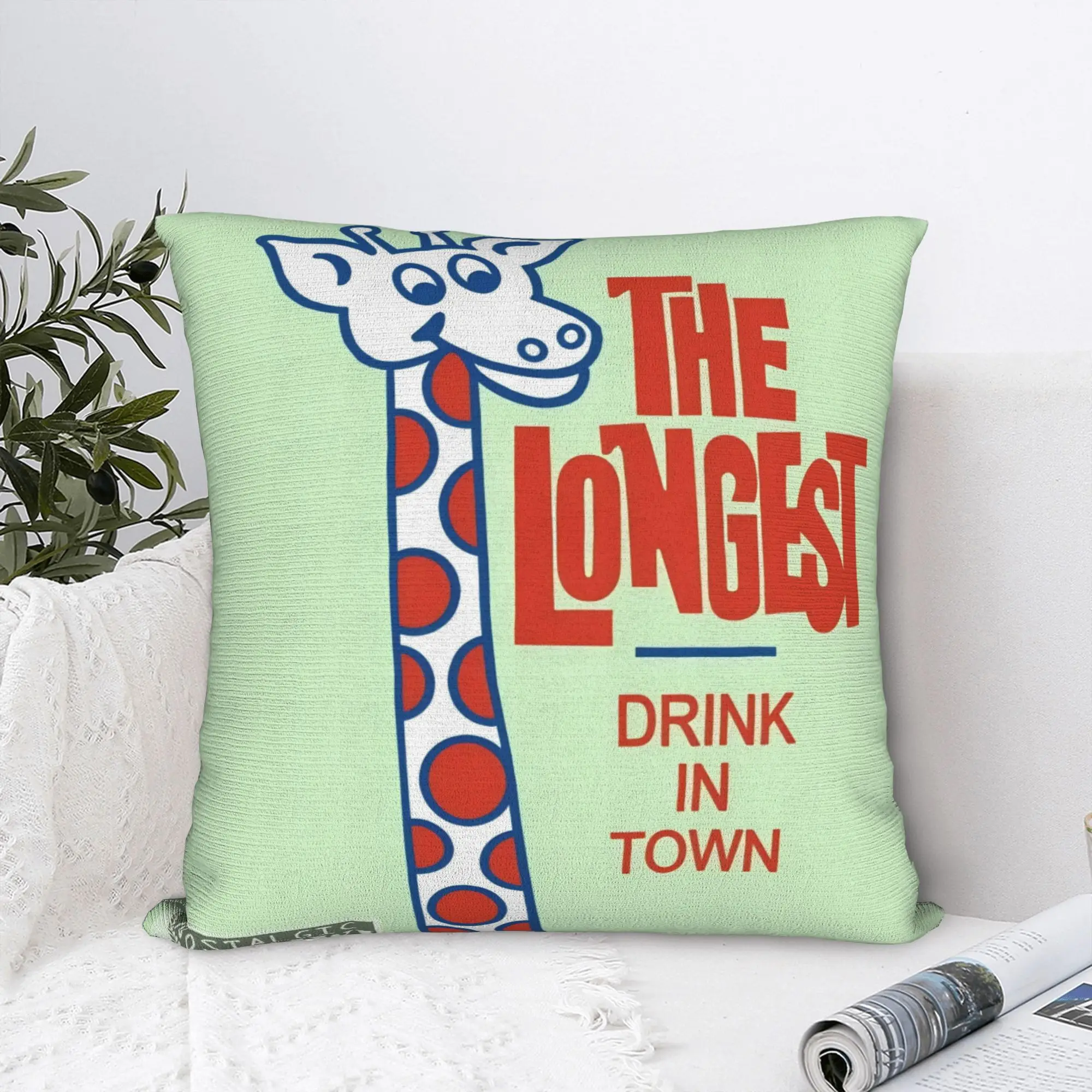 1pc Novelty Living Room Pillow Cover, Polyester 2D Double-Sided Print, Funny Giraffe 