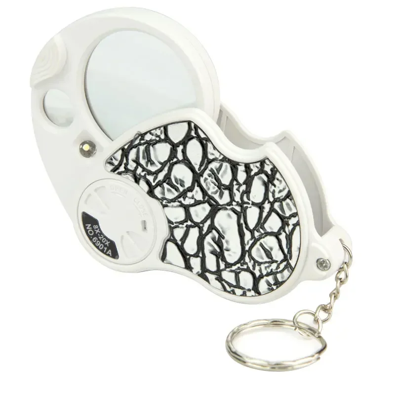 Double Lens 8X 20X Jewelry Magnifier Pocket Reading Loupe Birthday Gift Magnifying Glasses with LED Lights Tools