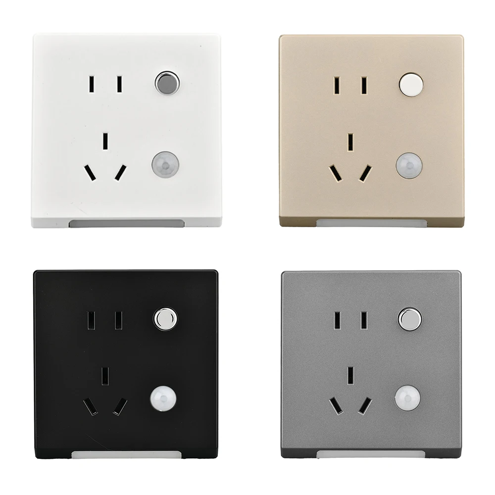 Bedroom Human Body Induction Wall Lamp 86*86mm AC110V-240V Wall Socket Smart Night Light Embedded Wall Plug