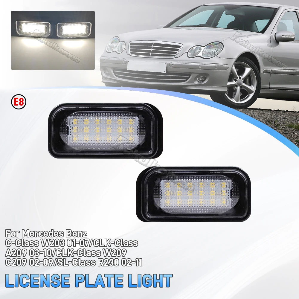 LED Number Plate Lamp For Benz C-Class W203 CLK-Class A209 W209 SL-Class R230 Convertible White License Plate Light Assembly