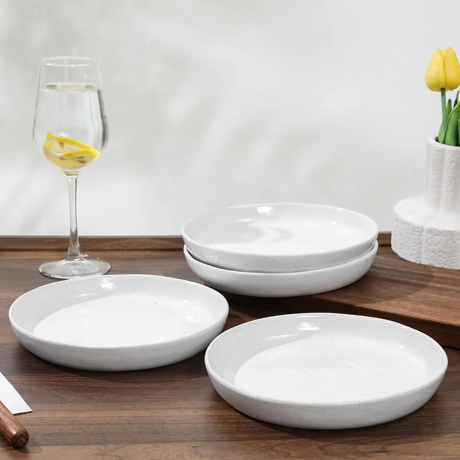 

Stoneware Dinner Plates Set of 4, 8 Inch Reactive Matte Glaze Ceramic Plates Set, Modern Dinnerware Dish set for Kitchen,Microwa