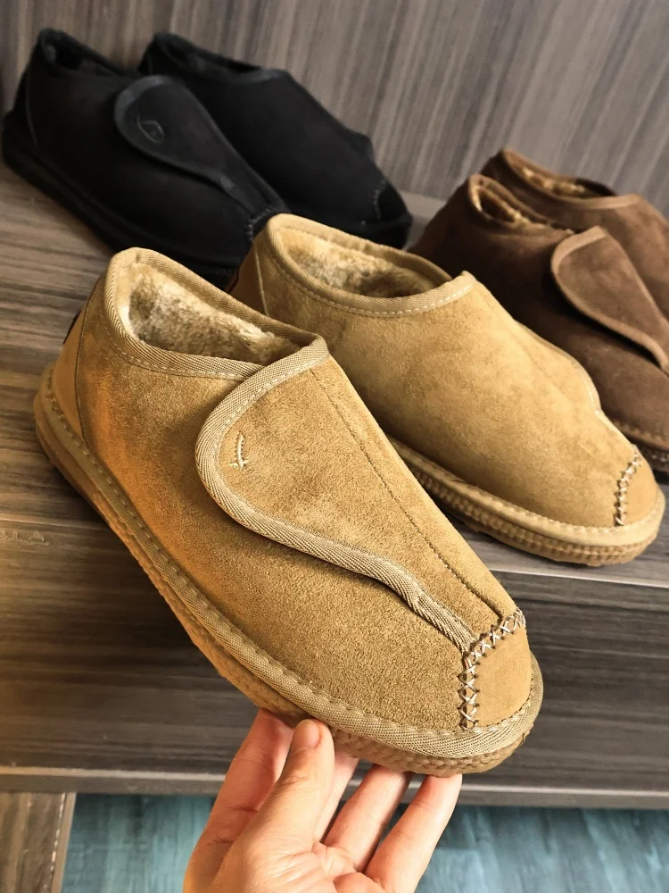 

Fashionable Fleece Lined Anti-Fur Men's Snow Boots Thickened Retro American Pure Color Winter Warm Casual Short Boot