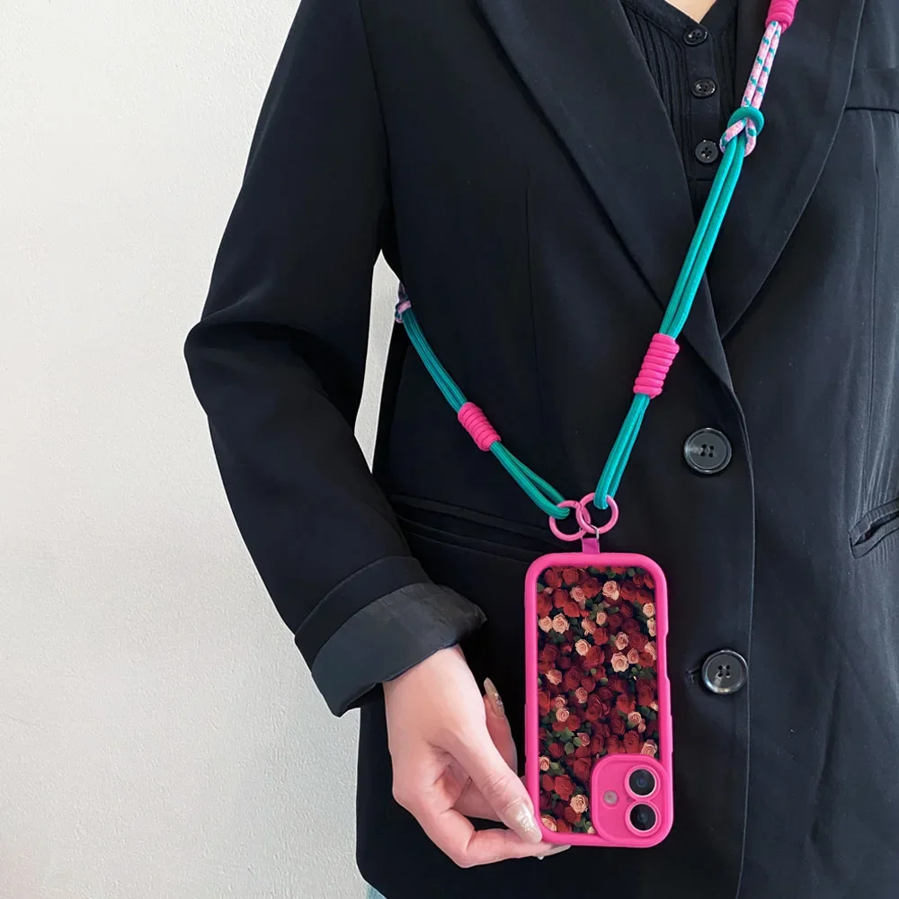 Ypm5Wrist Chain Crossbody Lanyard Phone Case Untuk Xiaomi 13T 14T 12T 11T Pro 15 14 13 12 11 Lite Ultra Flower Necklace Strap Cover