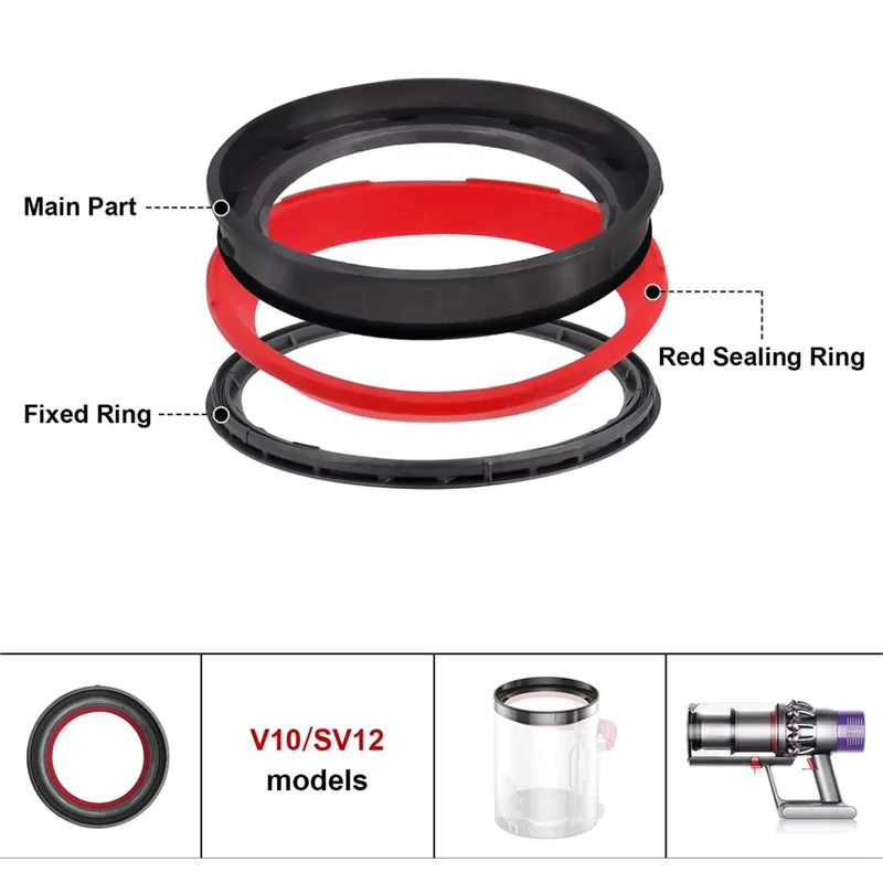 ABVI-For Dyson V10 SV12 Dust Bin Fixed Sealing Ring Replacement Vacuum Dust Bin Top Cup Parts