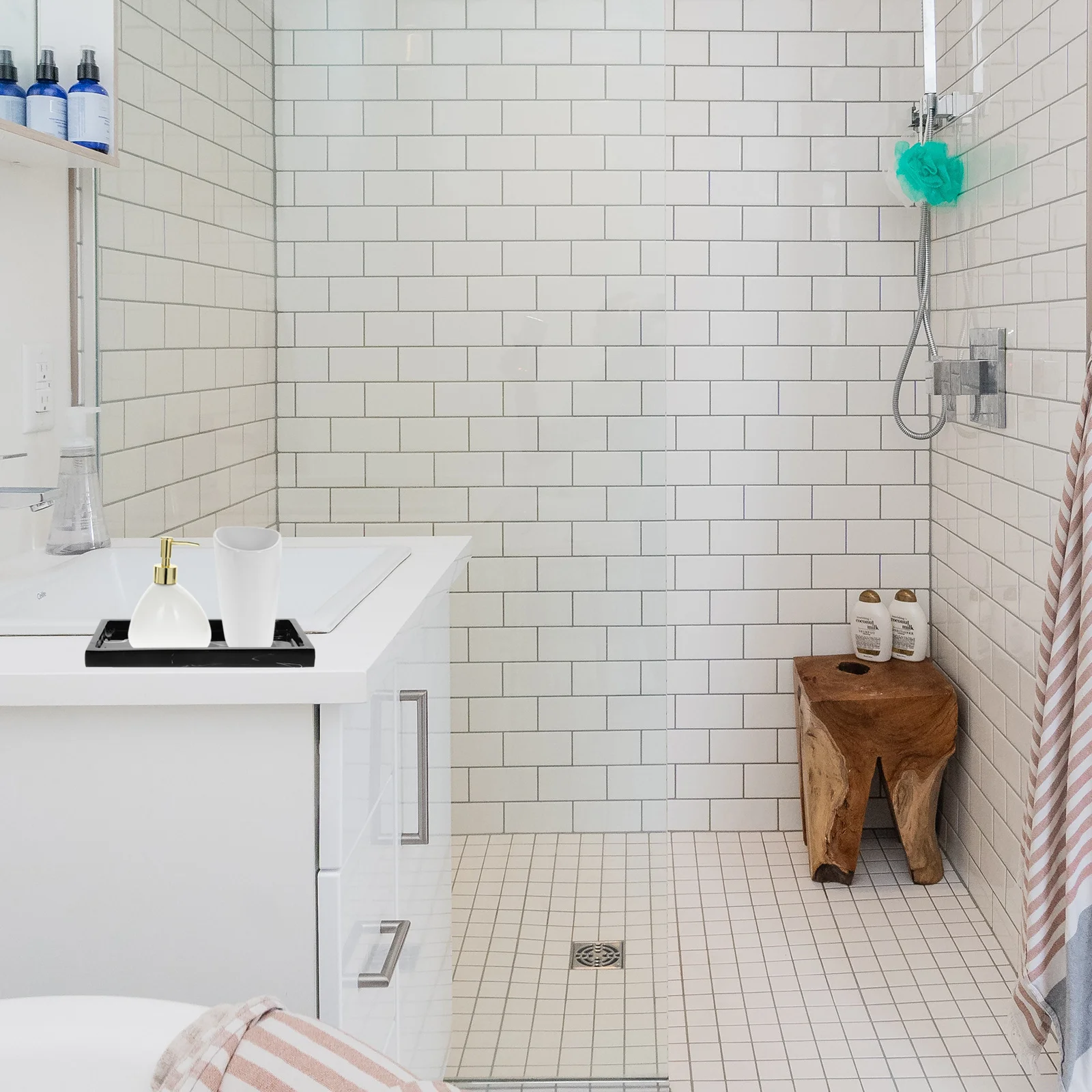 

Marbling Bathroom Countertop Tray Decorative Vanity Jewelry Perfume Storage Organizer Multi-Functional Makeup Display