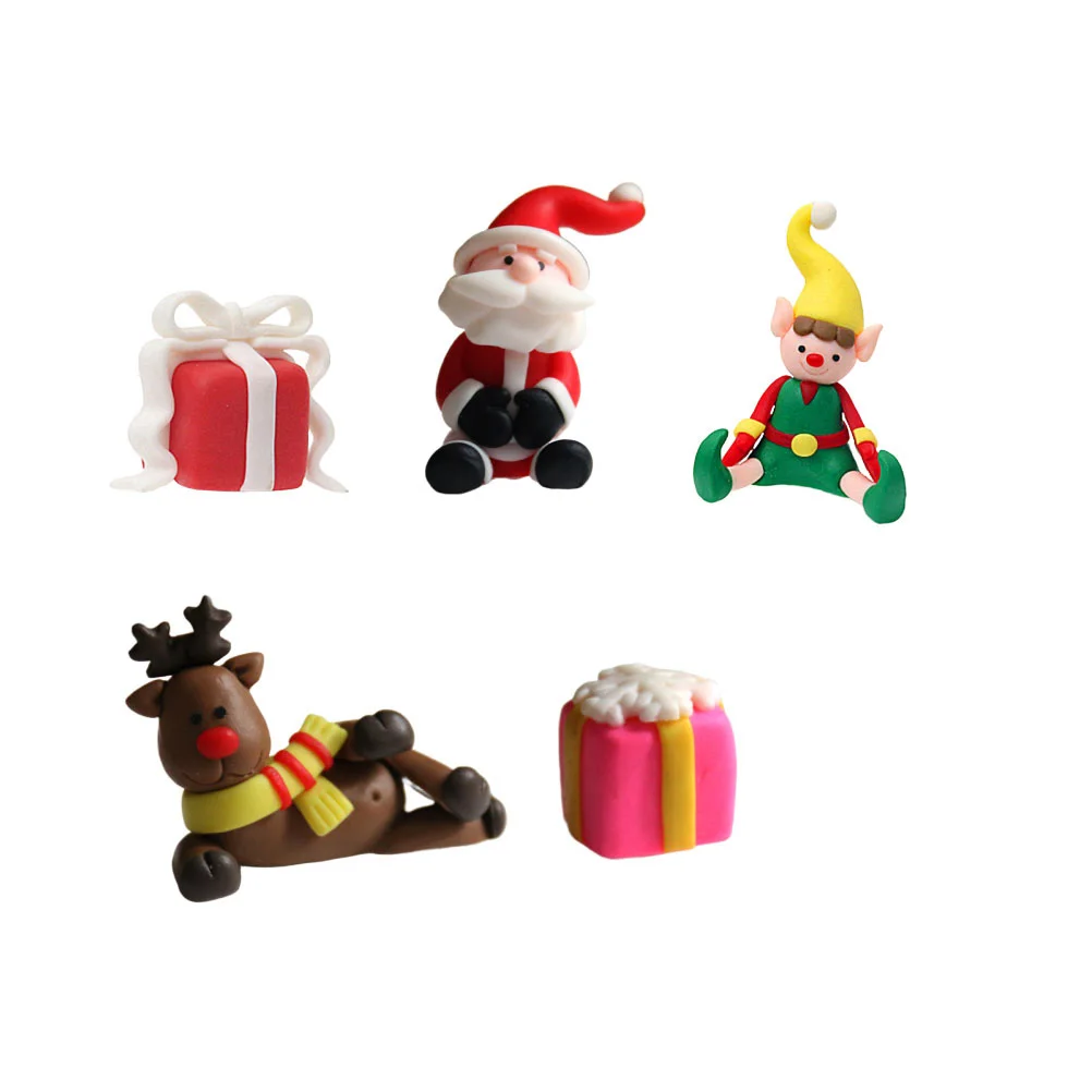 

10pcs Christmas Cake Decorations Santa Claus Clown Deer Gift Box Cupcake Picks Toppers for Cake Muffin Bread Fruit Home