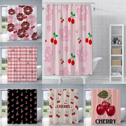 Cherry Fruit Retro Shower Curtain Waterproof Polyester Fabric Paint Colorful Bath Curtains Home Bathroom Decor Curtain With Hook