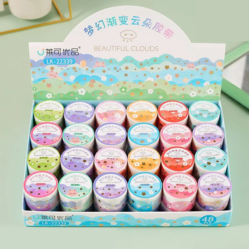 48 pcs/lot 25mm*2m Kawaii Rainbow Cloud Washi Tape Decoration Stickers Scrapbooking Adhesive Masking Tape Stationery Supply