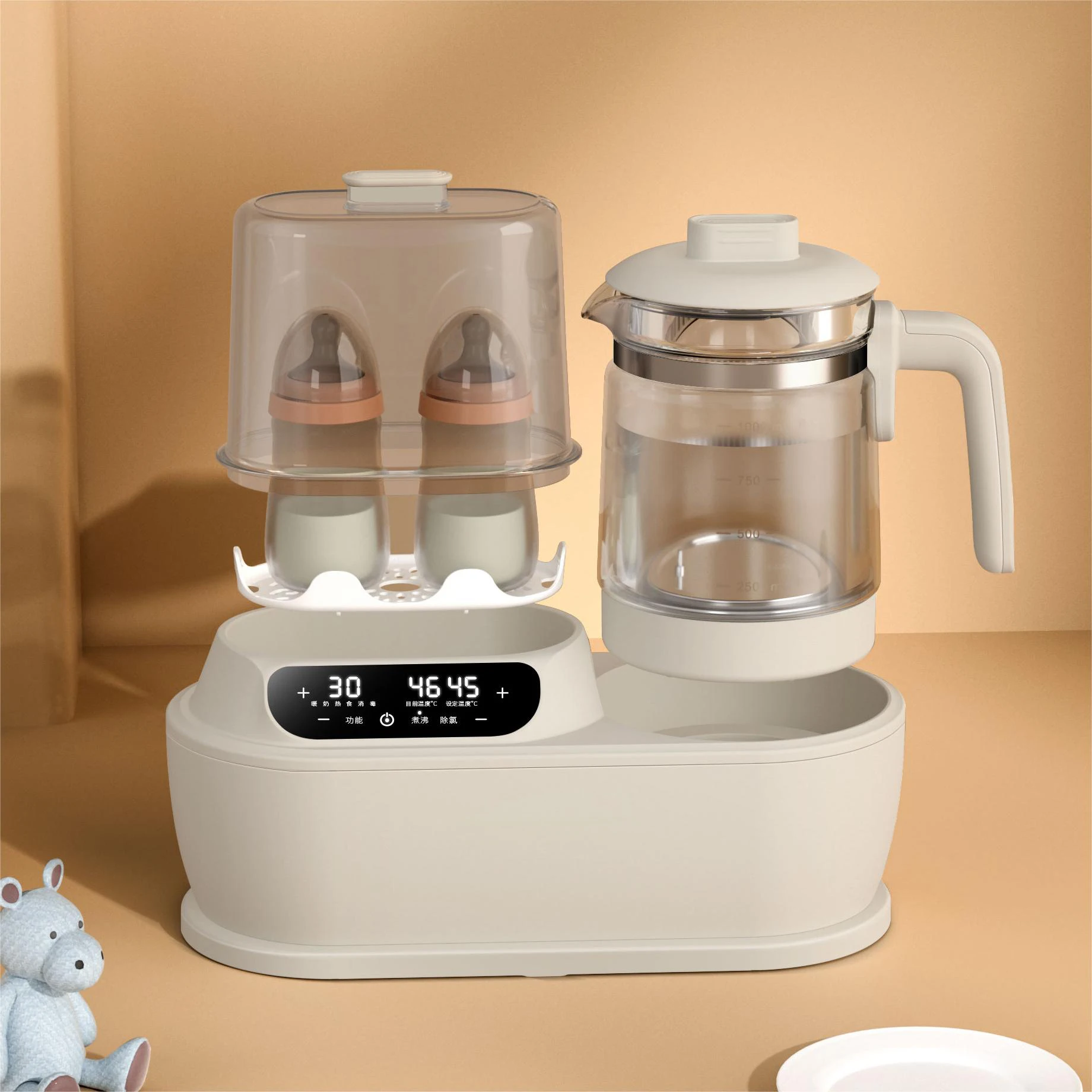 Multifunction baby bottle electric led touch screen glass kettle portable warmer milk warmer