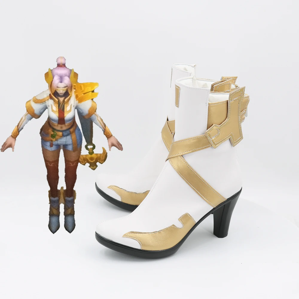 Gioco LOL Fiora Laurent Scarpe Cosplay Scarpe corte in pelle PU Stivali di carnevale di Halloween Donna Uomo Gioco di ruolo su misura