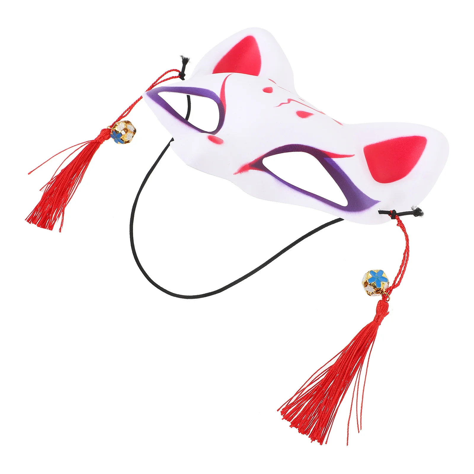 

1Pcs Premium Material Cosplay Cat Mask Japanese Style Half Face Design Party Masquerade Ball Costume Random Bells Color