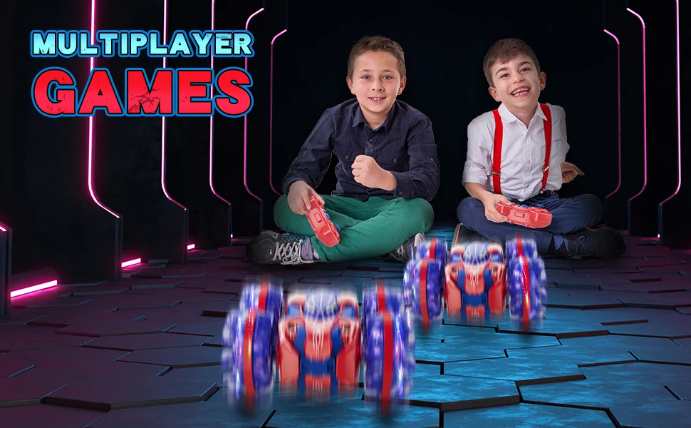 Gestenerkennungs-RC-Stunt-Auto, 360 Grad drehbar, amphibische Handgeste, ferngesteuertes Auto mit Lichtern für Kinder und Jungen, Rot