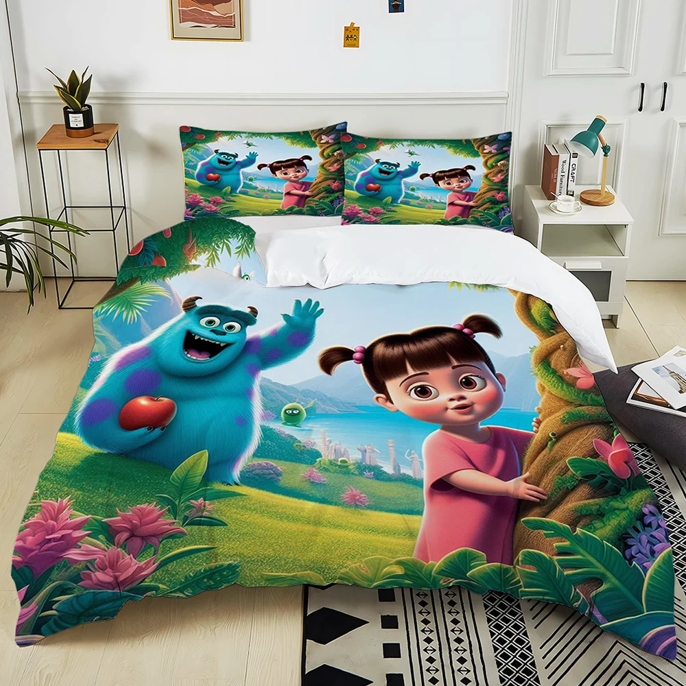 3PC Disney Boo Monsters, Inc. Printed Bedding Set Cartoon Anime Duvet Cover Comforter Pillowcase Boys Girls Children Adults King