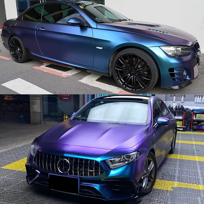 ماتي الأرجواني الأزرق اللؤلؤ بريق معدني الحرباء الفينيل التفاف فيلم سيارة ملصق يدوي الصنع ملصق مائي مع إطلاق الهواء ذاتية اللصق #2
