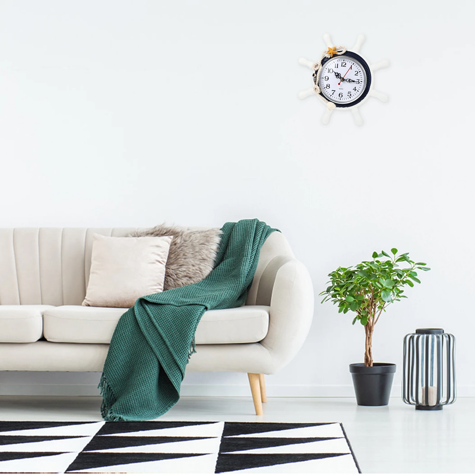 

Mediterranean Style Wall Clock Rope Decor Waterproof Silent Ticking Nautical Seaside Wall Decor Ticking Silent Clock