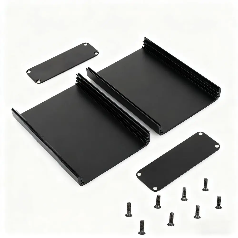 Metal Case 100*71*25mm Wiring Enclosure Aluminum Black Junction Box Circuit PCB Instrument Box Electronic Instrument