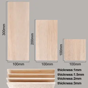 Folhas de madeira Balsa para DIY Craft Project, madeira grossa, Ply, 100mm, 200mm, 300mm, longo, 100mm, 1mm, 1.5mm, 2mm, 3mm, 5 PCes 12 principais vendas tronco madeira decorativo - №3