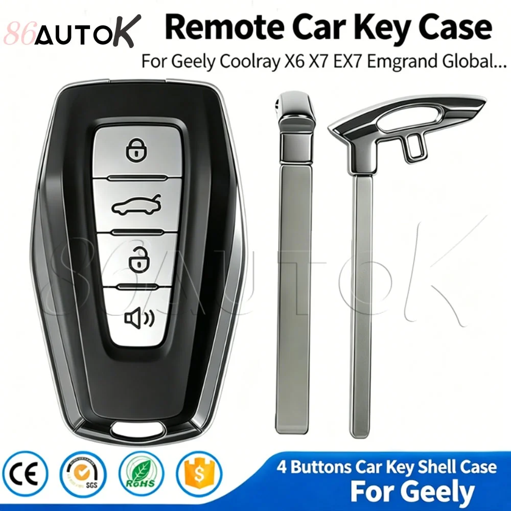 Keyless Auto Key Case Cover for Geely Azkarra Atlas Coolray Okavango Monjaro KX11 Emgrand X7 X3 S1 Auto Key Shell Remote Key