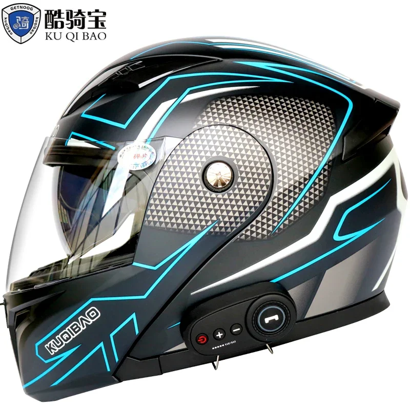 Motorcycle Helmet With Bluetooth Longer Endurance HD Dual Lens Moto Helmet Waterproof Integrated Wireless Bluetooth Headphones