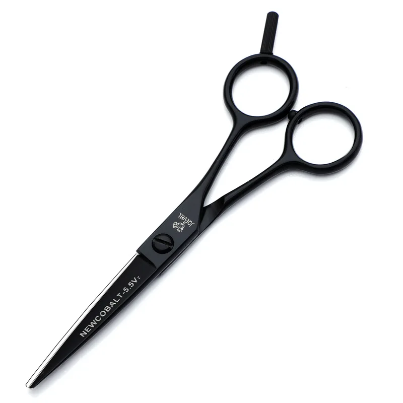 5.5 Inch  440C Black a Finishing Shaped Scissors  Fashion Design Beauty Barber Scissors Flat Hairdressing Scissors