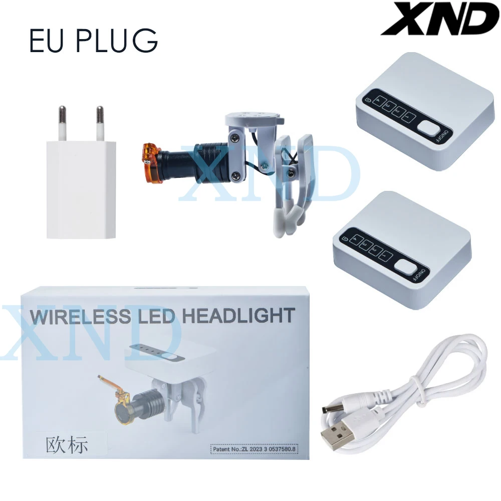 XND Dental LED Oral Surgery Lights 5W Wireless Clip On Headlights Medical with 2 Magnetic attraction Batteries for Glasses Use