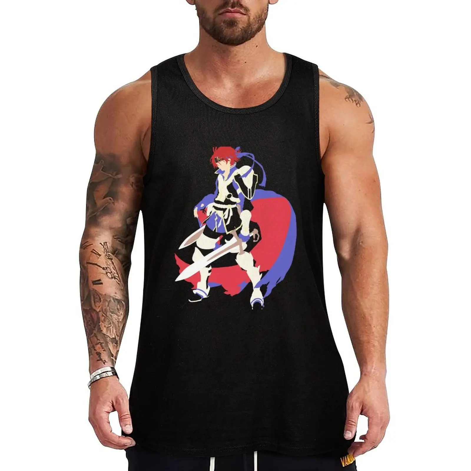 FE:A Roy - Camiseta sin mangas con diseño vectorial, camiseta sin mangas de color liso, sencilla, informal, para uso diario