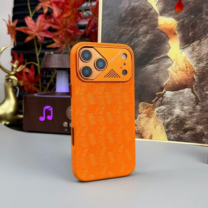 

Case For iPhone 17 16 15 14 Pro Max Case For MagSafe Magnetic Wave Pattern Design Leather Phone Cover Luxury Shockproof Bumper