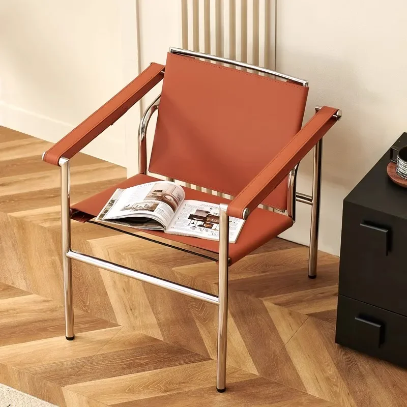 Le Corbusier Italian Style Single Sofa Chair Designer Vintage Single Chair Stainless Steel Leisure Chair - Image 3