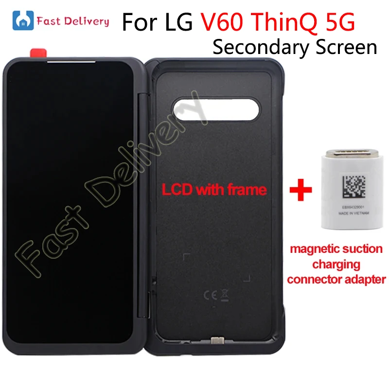 for LG V60 ThinQ 5G LCD Dual Screen Secondary screen With Frame magnetic adapter For LG V60 dual screen display LM-V600