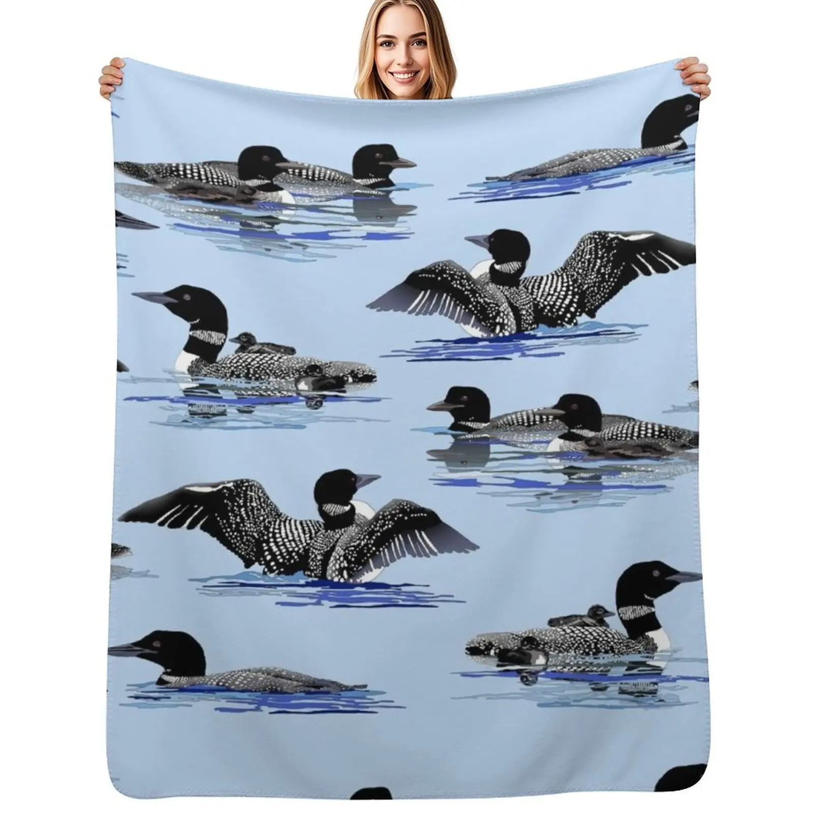 

Lots of Loons Throw Blanket Retros Soft Beds bed plaid Blanket