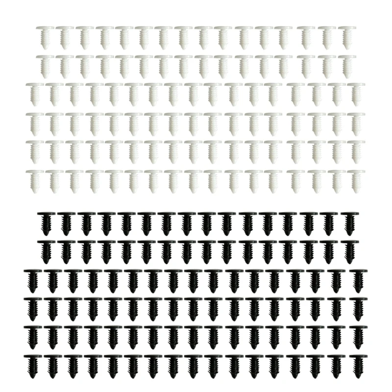 100Pcs Black White Tree-shape Rivets Push Pins Fasteners Plastic Hole Hood Pressure Pins for Garden Furniture Car Roof