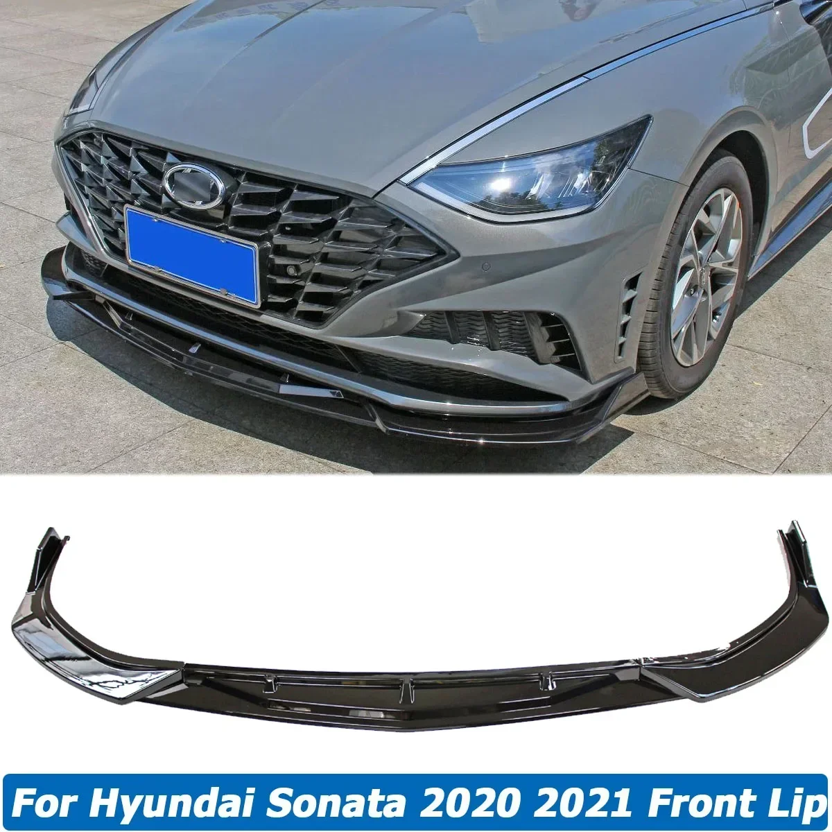 3PCS/SET Front Bumper Lip Spoiler Side Splitter Chin Body Kit Protector Guards For Hyundai Sonata 2020 2021 Car Accessories