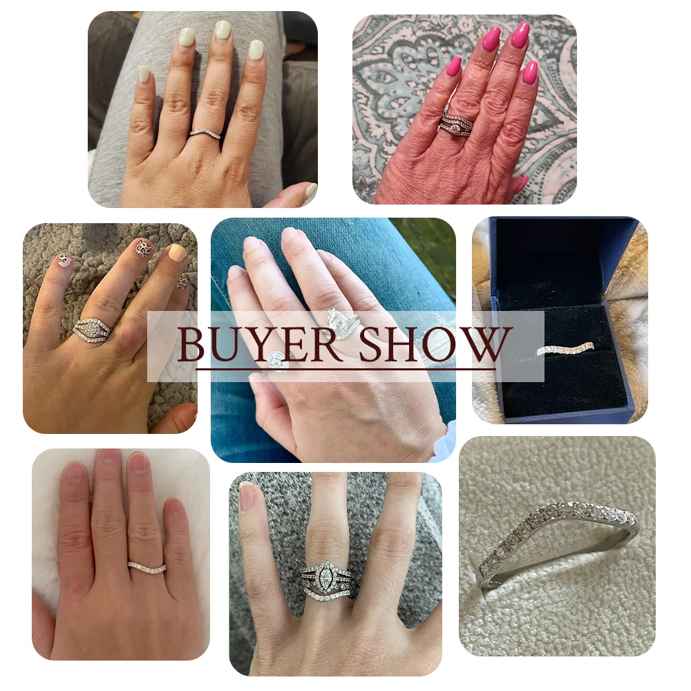 M-JAJA Half Eternity Moissanite Ring Curved Wedding Band S925 Sterling Silver 0.39ct D VVS1 Lab Diamond Rings for Women Jewelry