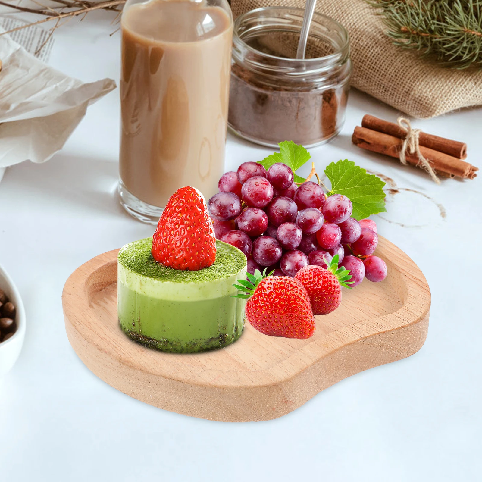 

Apple-shaped Fruit Plate Food Trays Wooden Pallets Snack Organizer Dry Fruits Storage Holder Platter