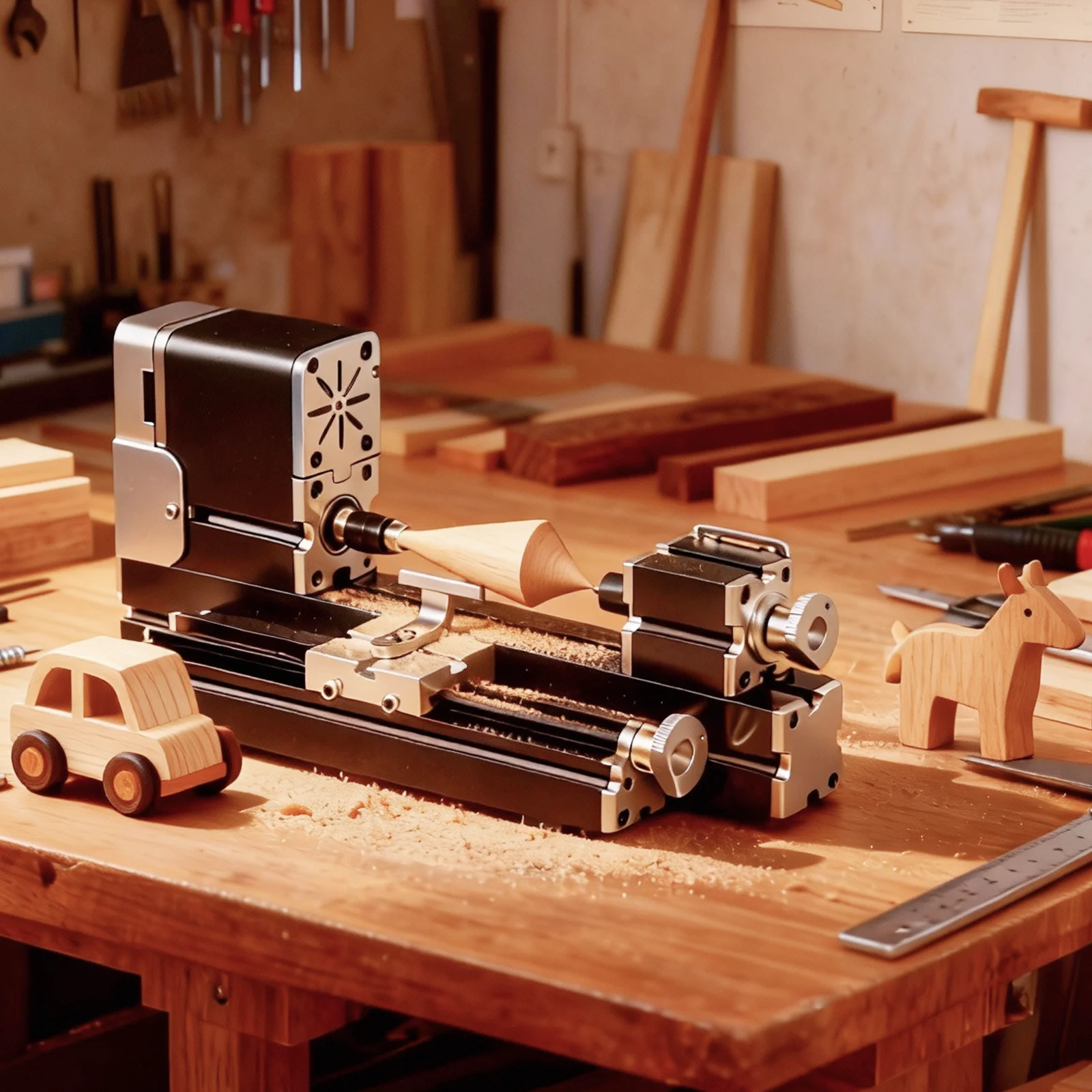 2026202636W 20000RPM All-Metal Mini Wood Lathe, with Hex-Nut Chuck & Dovetail Blocks for Wood, Soft Metal, Acrylic, Plastic Turn