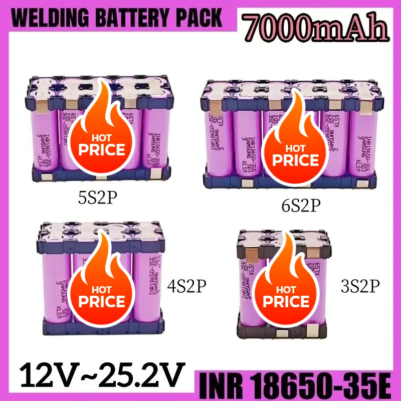 مخصص INR18650 35E بطارية 3s2p 4s2p 5s2p 6s2p 12.6 فولت-25.2 فولت 20A مفك الحفر الكهربائية بطارية ليثيوم