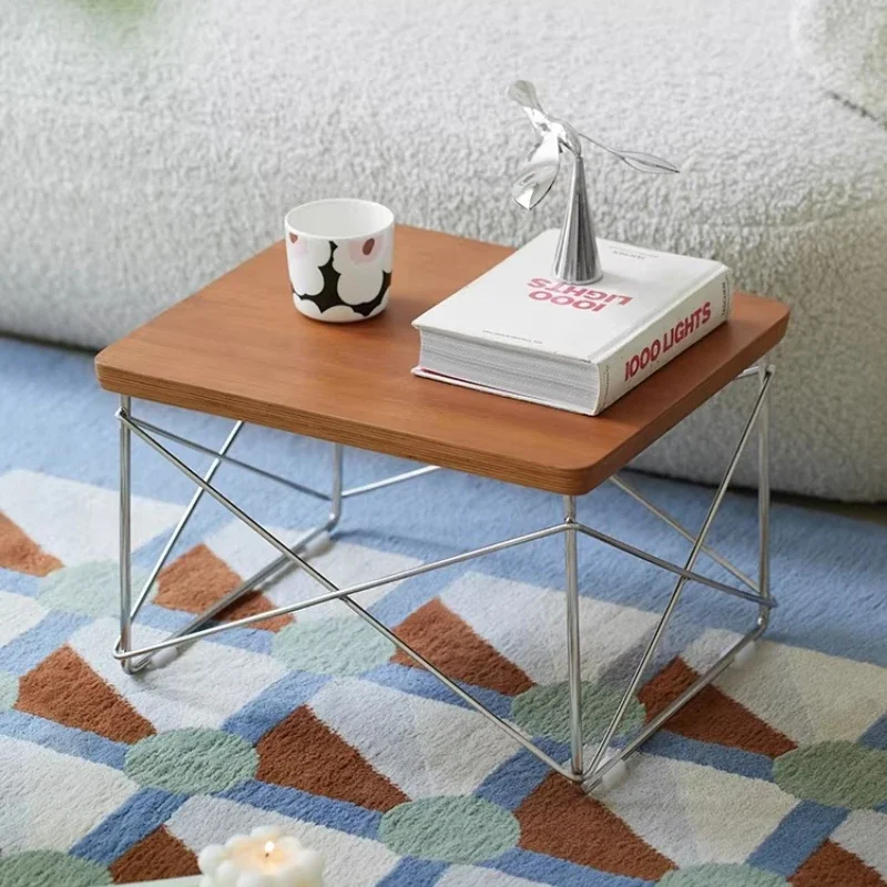 Side table, Nordic simple ins style coffee table, mid-century solid wood small apartment bay window low table
