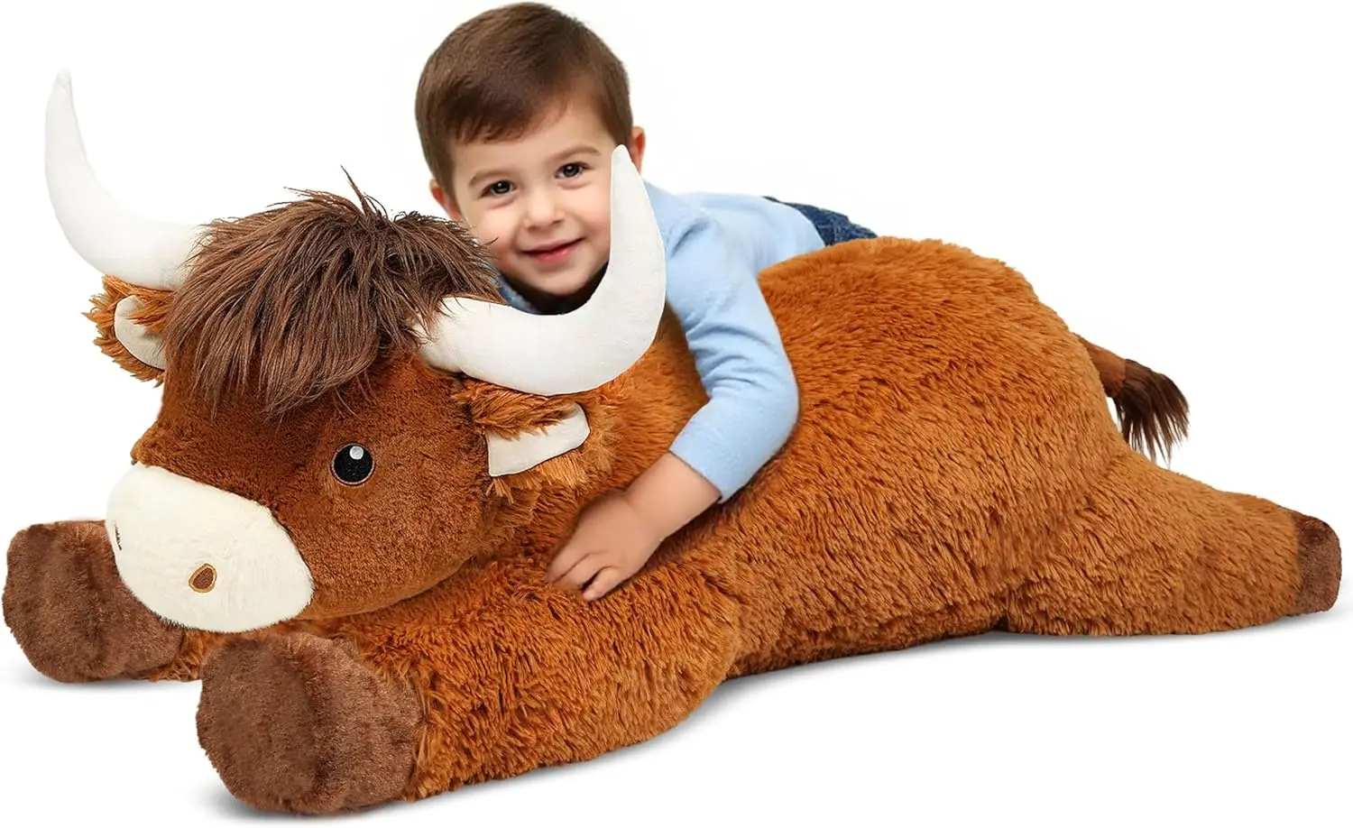 

39 Inch Giant Highland Cow Plush Toy, Large Fluffy Stuffed Animal for Kids & Adults, Birthday Christmas Gift