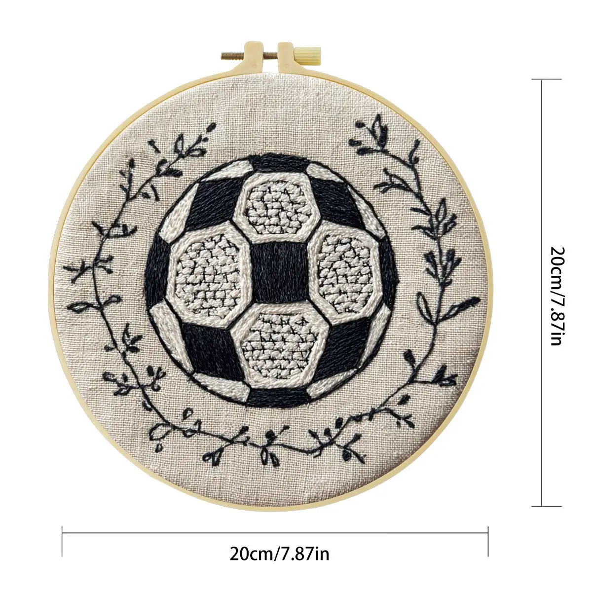 1 Stück 20X20CM/15X15CM 7,87/6,3 Zoll Fußball-Blumen-Stickerei-Starter-Kit DIY-Stickerei-Set Handarbeiten Malerei – Detail 3