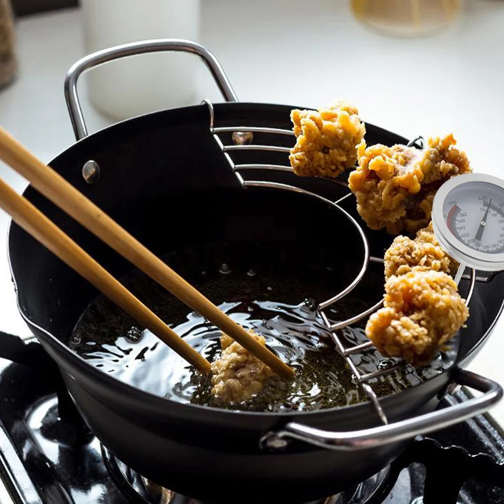 

Stainless Steel Oil Temperature Gauge Cooking Instant Read Glass Frying Tool Food Thermometer with Clip Home BBQ Outdoor Use