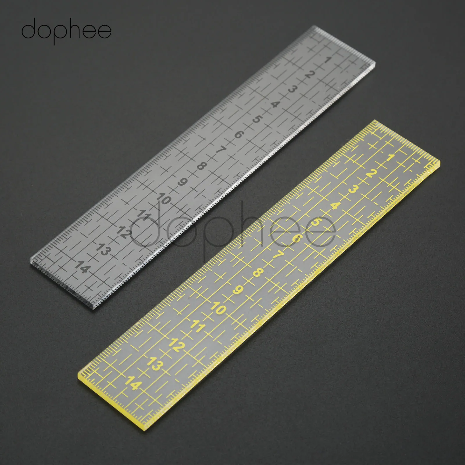 dophee 1pcs 15*3cm Quilting Ruler Measuring Tool Patchwork Foot Sewing Aligned Ruler Grid Cutting Edge Tailor Craft