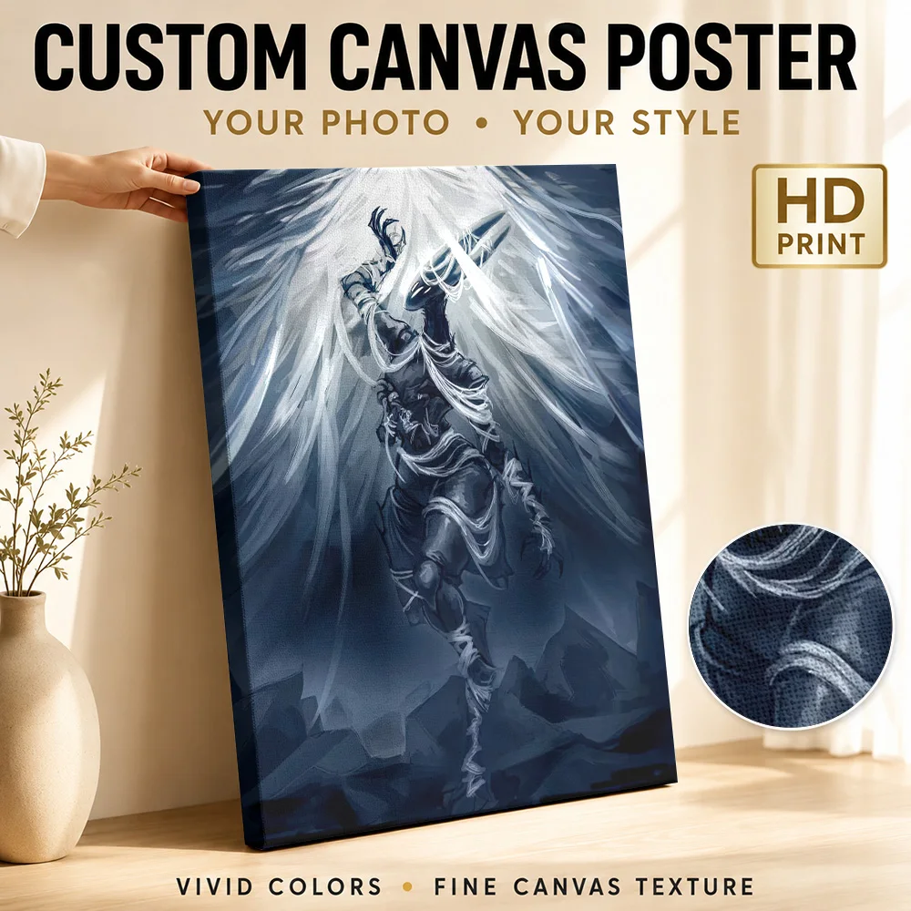 Hollow Knight Hornet White Cloak Canvas Poster Personalized Photo Painterly Wall Art For Gaming Desk Area, Video Game Fan Gift