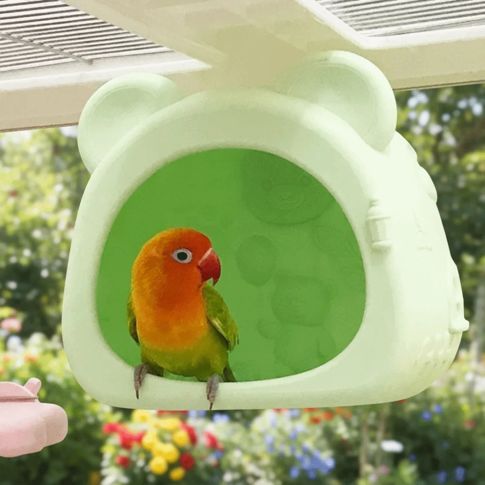 

Warm Light Bird Breeding Nest Bear Shape Bite Resistant Hamster Bed House Multi-Purpose Hanging Squirrel Bed Garden Decor