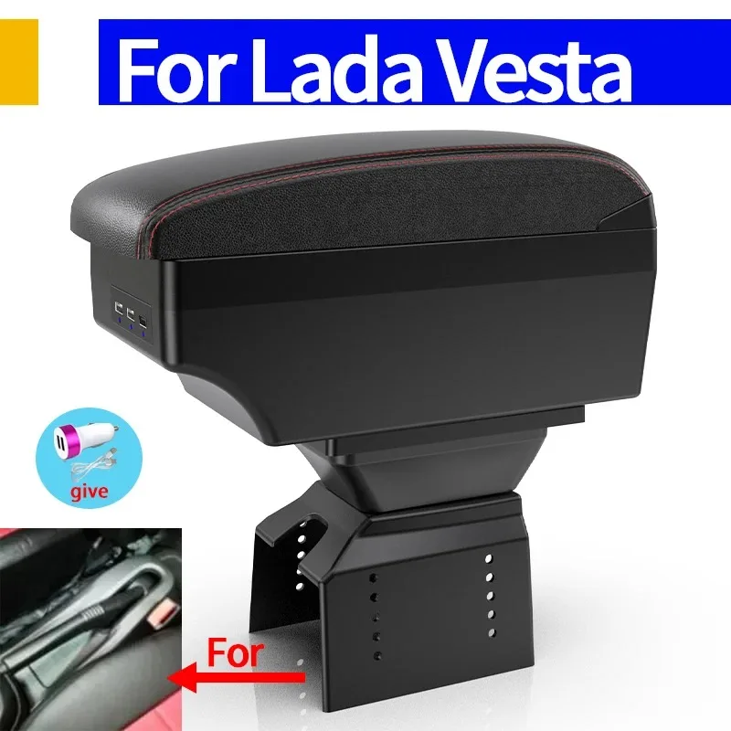 

For Lada Vesta Armrest Box For Vesta SW SW CROSS SPORT Car Armrest box center console Interior Parts accessories with USB