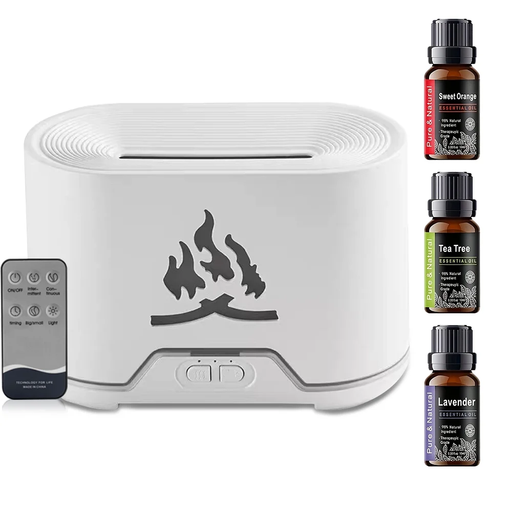 300ml Remote Control Flame Aroma Diffuser Ultrasonic Humidifier Mist Maker Fogger Essential Oil Flame Lamp 7 Colors Difusor